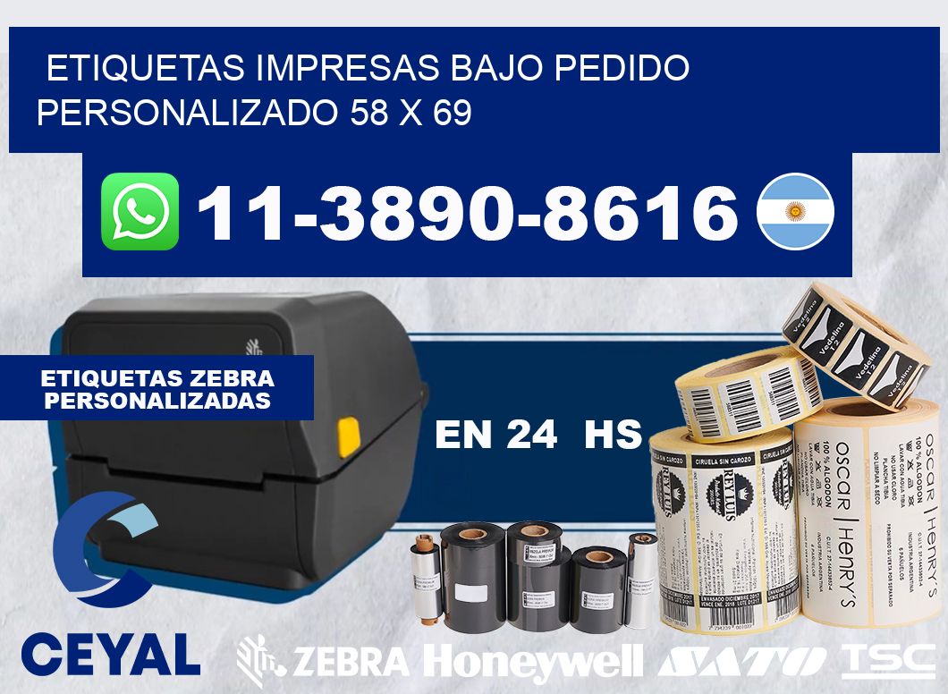 etiquetas impresas bajo pedido personalizado 58 x 69