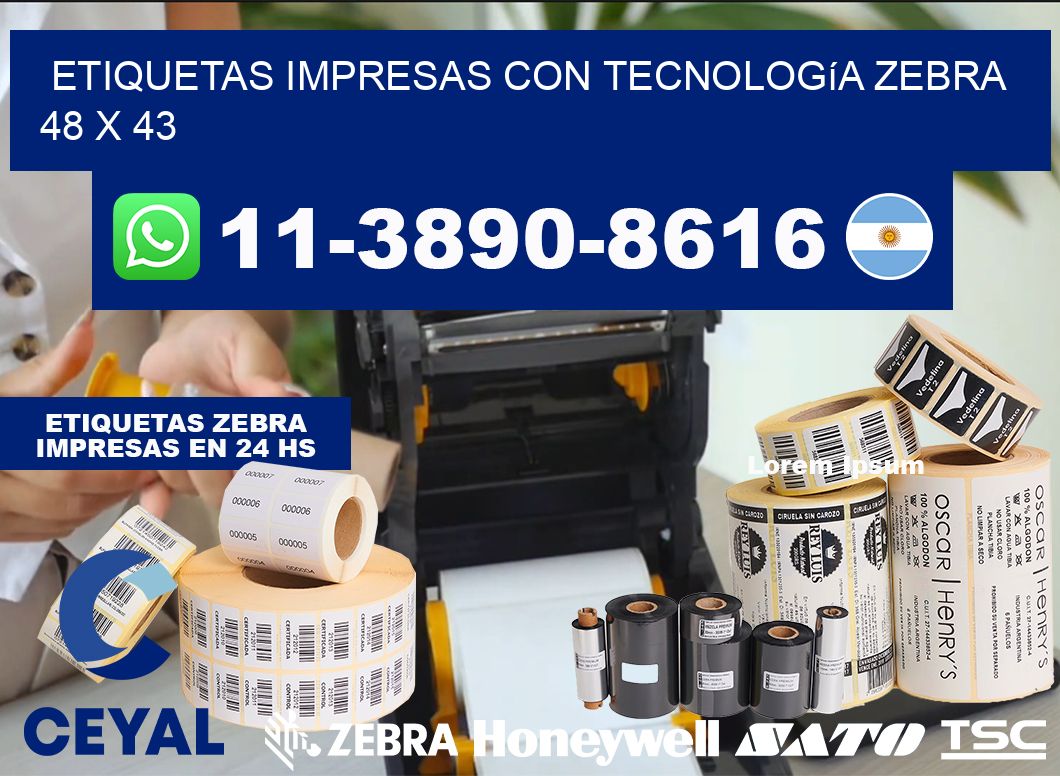 etiquetas impresas con tecnología Zebra 48 x 43