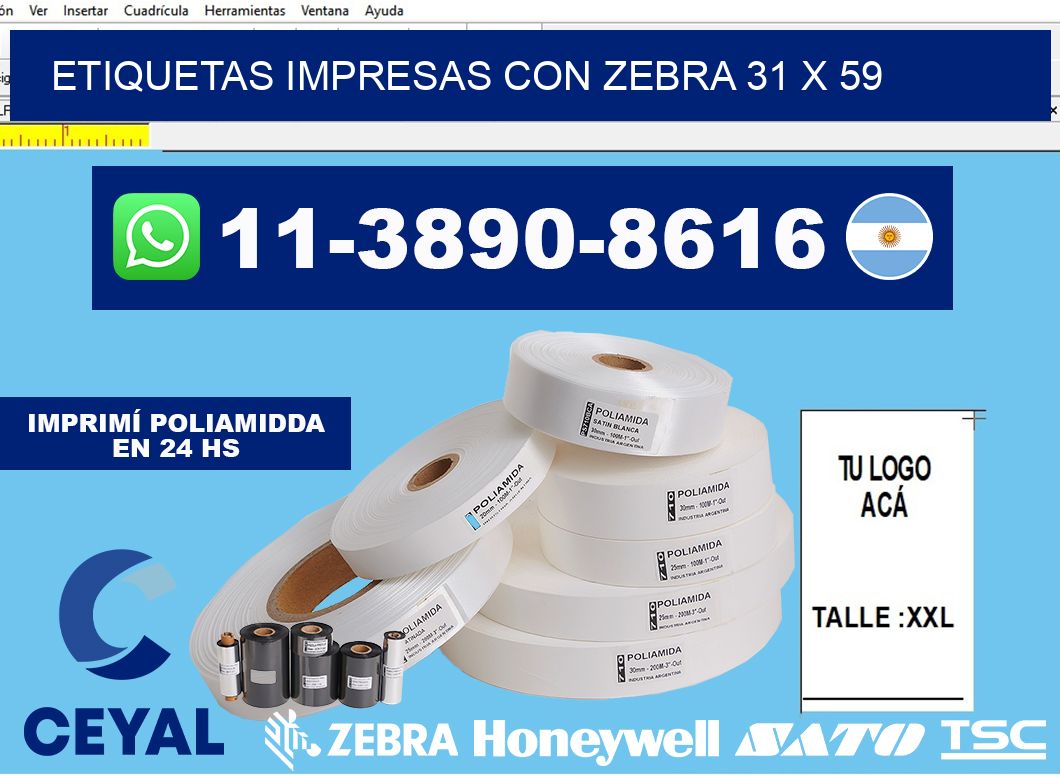 etiquetas impresas con zebra 31 x 59