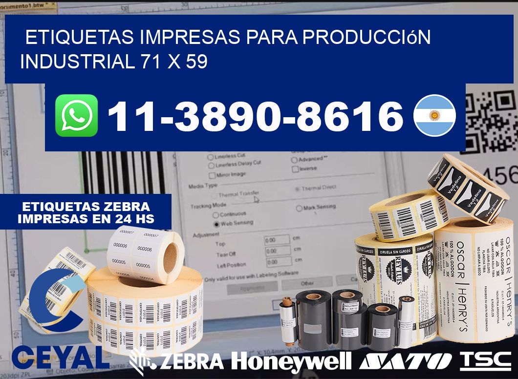 etiquetas impresas para producción industrial 71 x 59