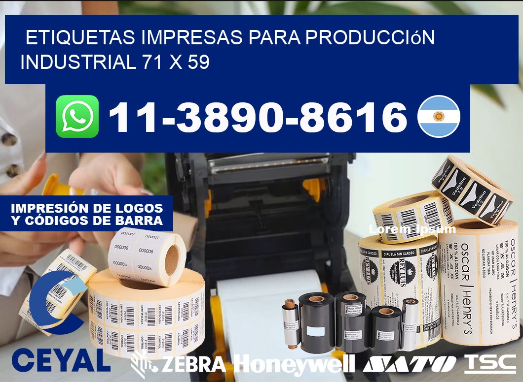 etiquetas impresas para producción industrial 71 x 59