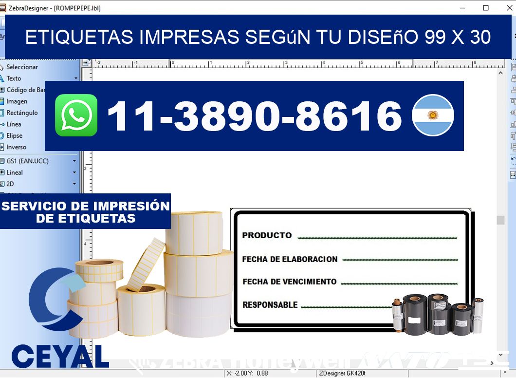 etiquetas impresas según tu diseño 99 x 30