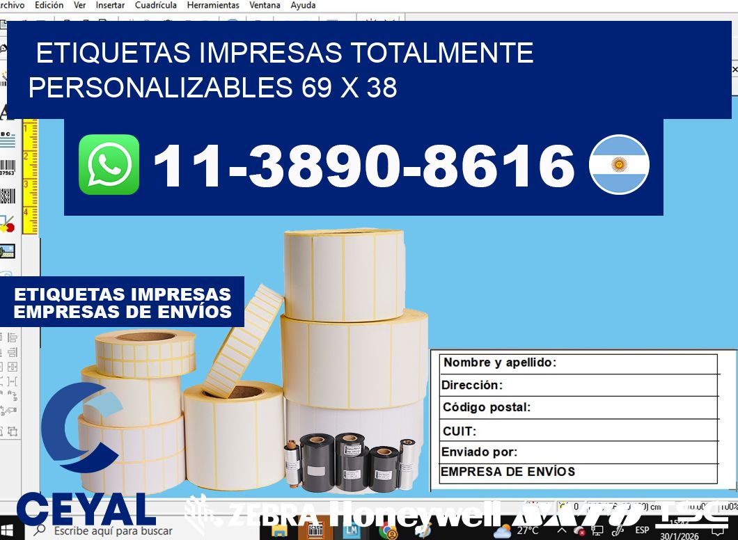 etiquetas impresas totalmente personalizables 69 x 38