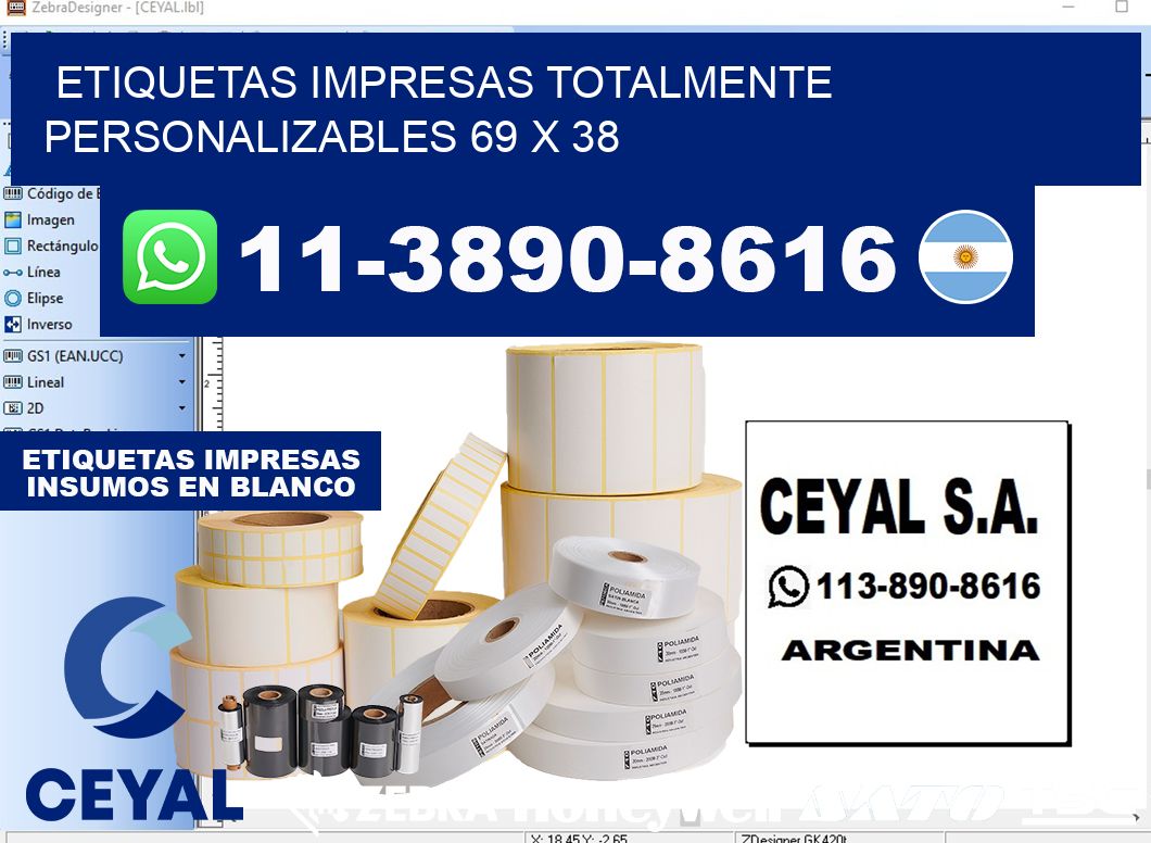 etiquetas impresas totalmente personalizables 69 x 38