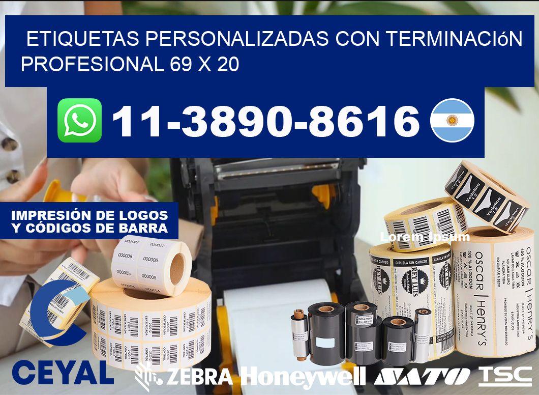 etiquetas personalizadas con terminación profesional 69 x 20