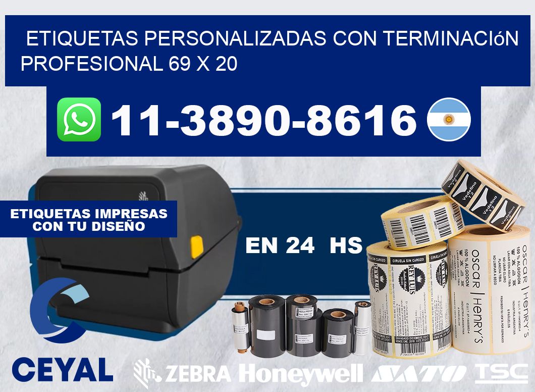 etiquetas personalizadas con terminación profesional 69 x 20