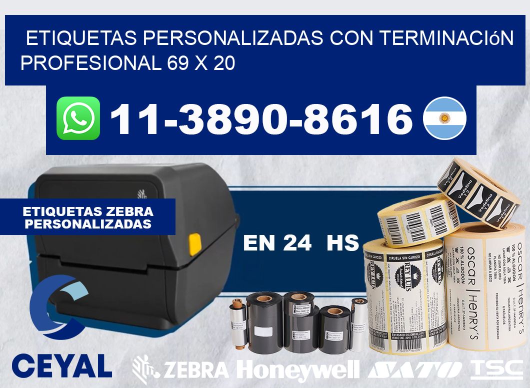 etiquetas personalizadas con terminación profesional 69 x 20