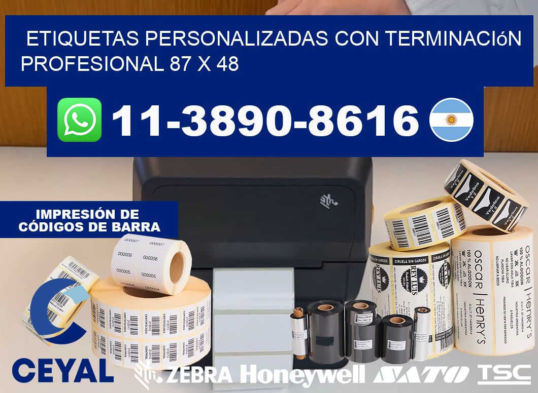 etiquetas personalizadas con terminación profesional 87 x 48