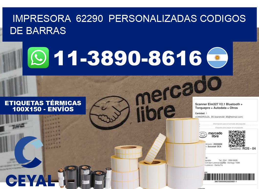impresora  62290  personalizadas codigos de barras