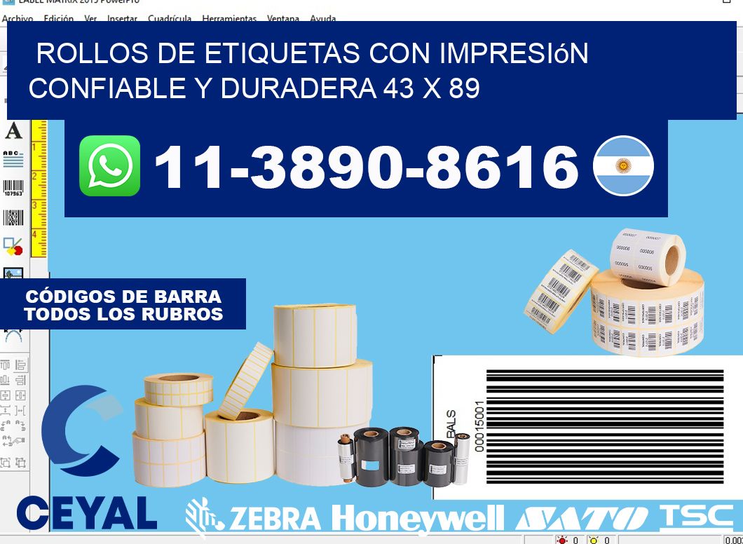 rollos de etiquetas con impresión confiable y duradera 43 x 89