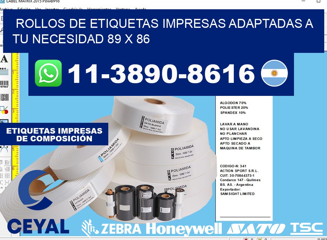 rollos de etiquetas impresas adaptadas a tu necesidad 89 x 86