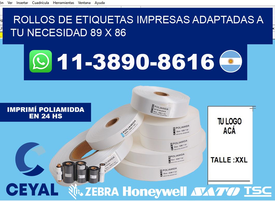 rollos de etiquetas impresas adaptadas a tu necesidad 89 x 86