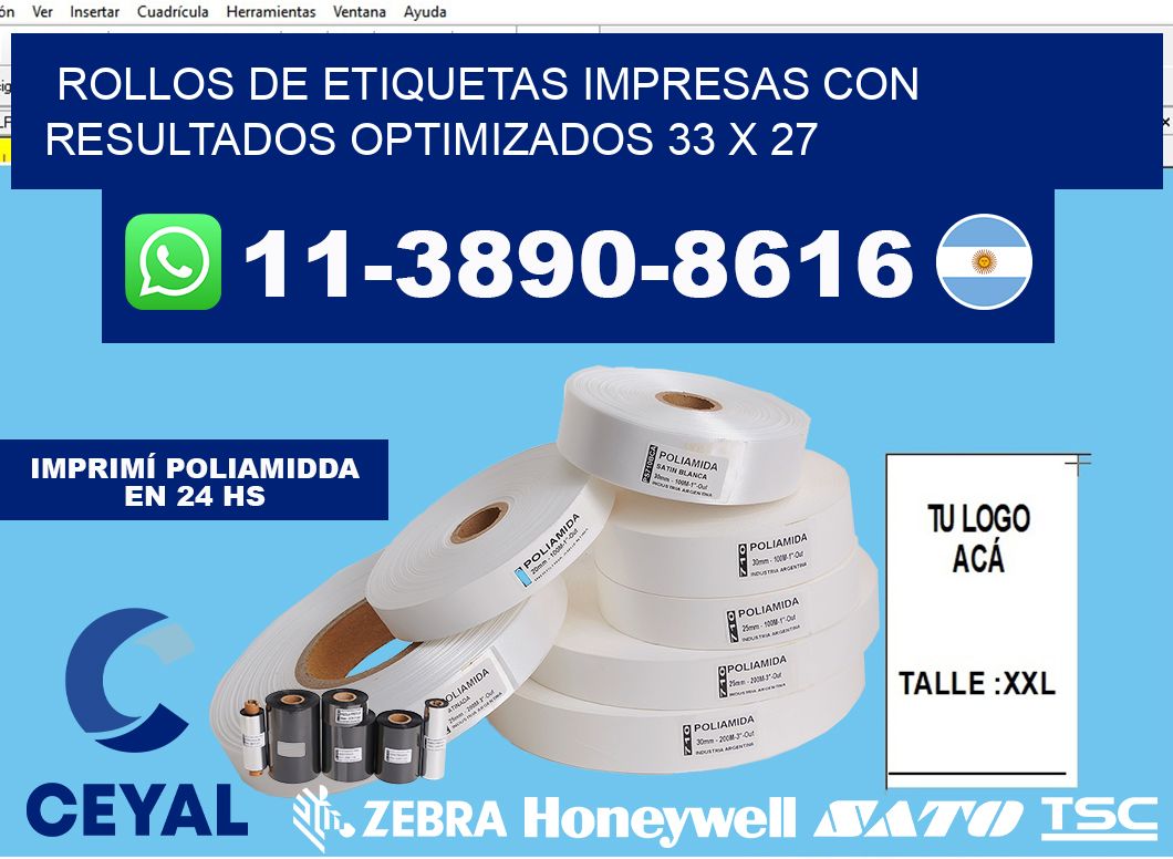 rollos de etiquetas impresas con resultados optimizados 33 x 27