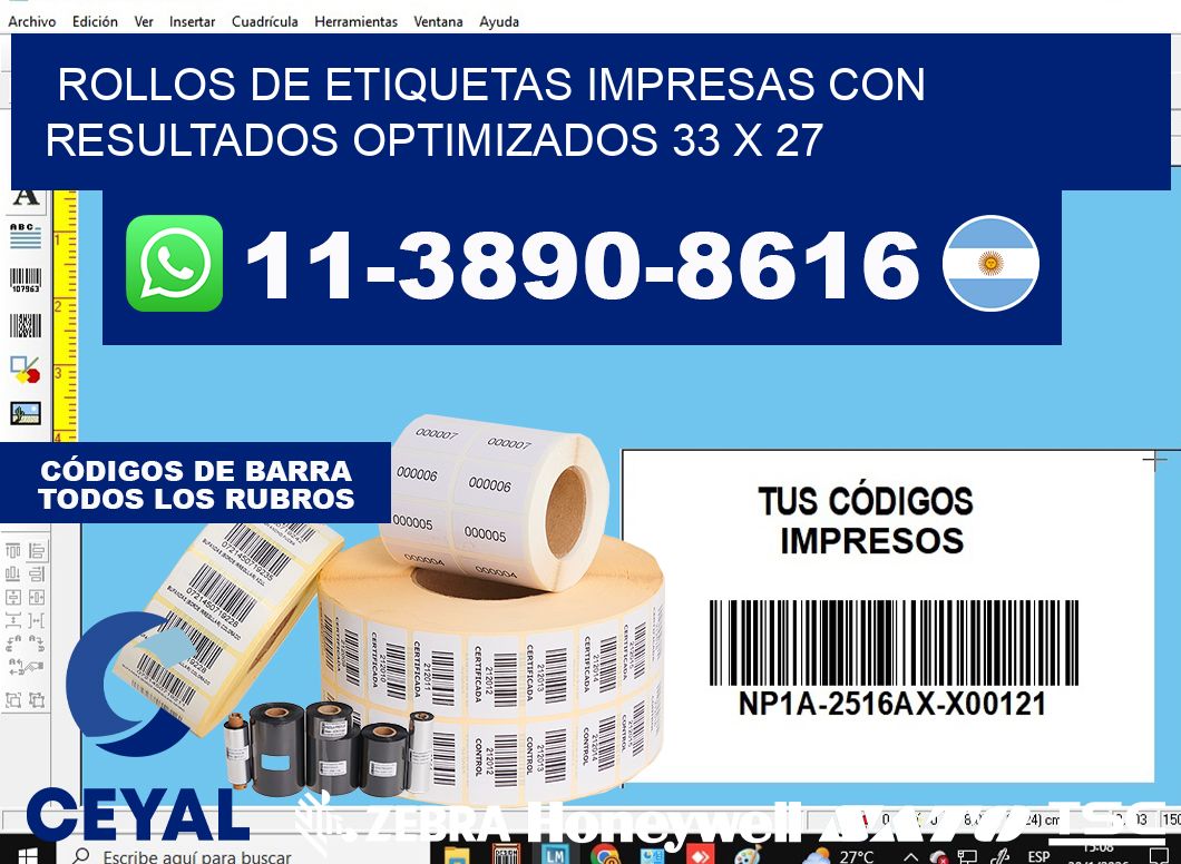 rollos de etiquetas impresas con resultados optimizados 33 x 27