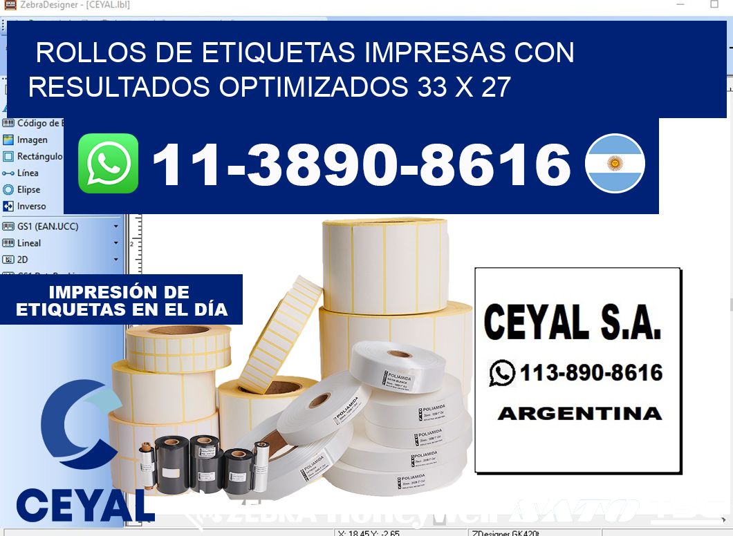 rollos de etiquetas impresas con resultados optimizados 33 x 27