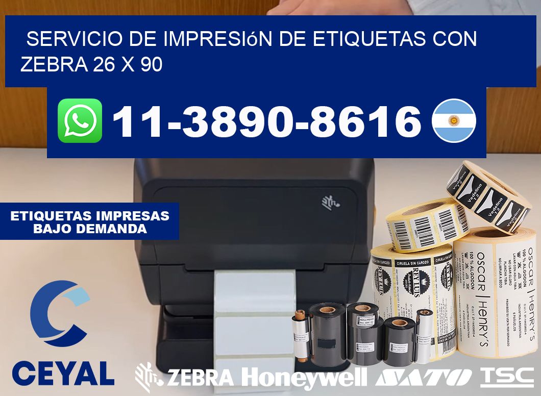 servicio de impresión de etiquetas con Zebra 26 x 90