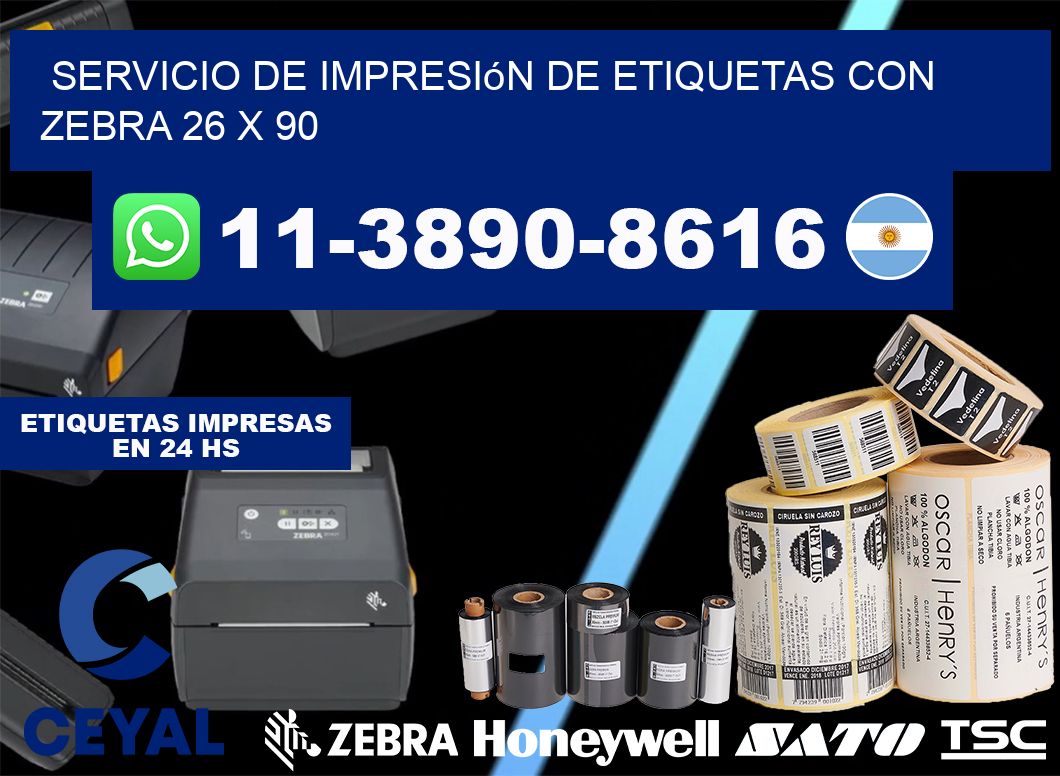 servicio de impresión de etiquetas con Zebra 26 x 90