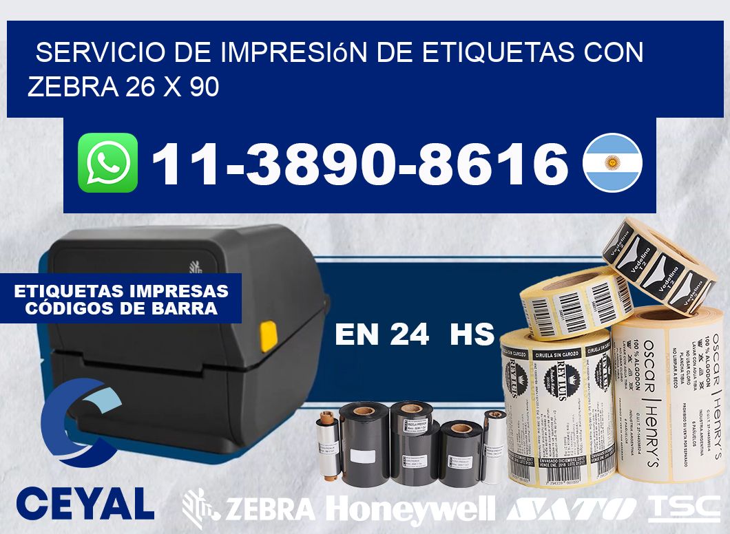 servicio de impresión de etiquetas con Zebra 26 x 90