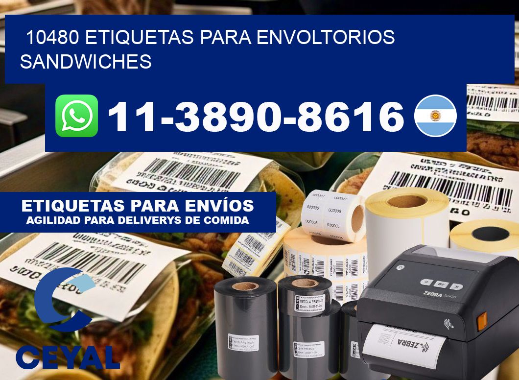 10480 etiquetas para envoltorios sandwiches