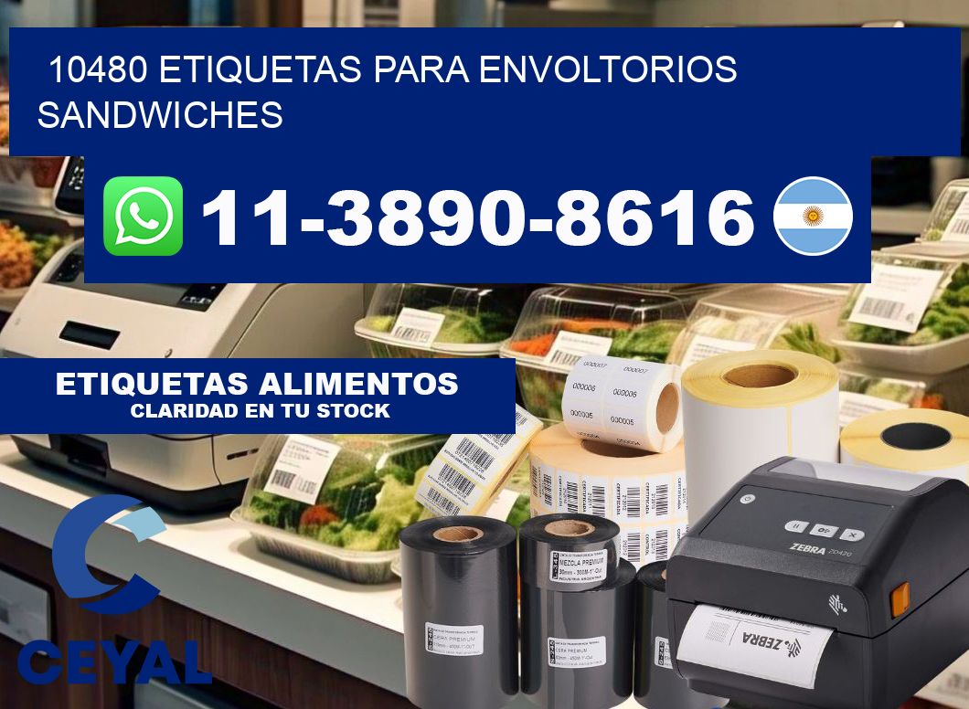 10480 etiquetas para envoltorios sandwiches