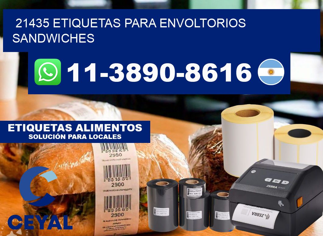 21435 etiquetas para envoltorios sandwiches