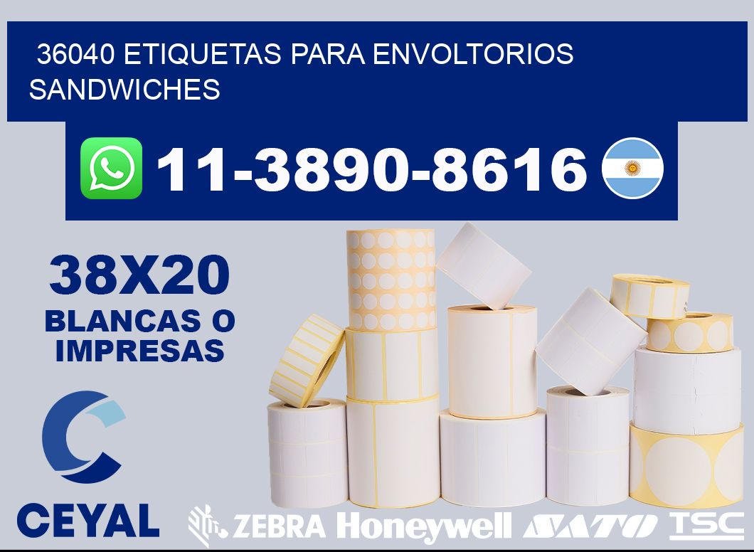 36040 etiquetas para envoltorios sandwiches