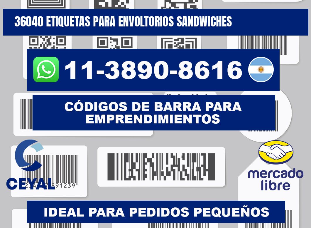 36040 etiquetas para envoltorios sandwiches