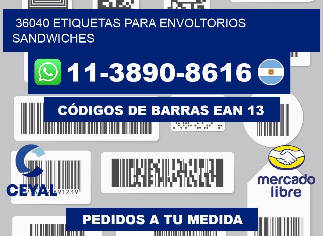 36040 etiquetas para envoltorios sandwiches