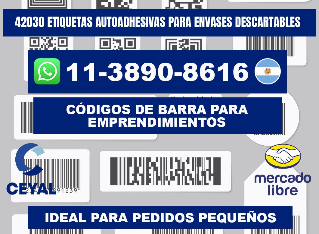 42030 etiquetas autoadhesivas para envases descartables