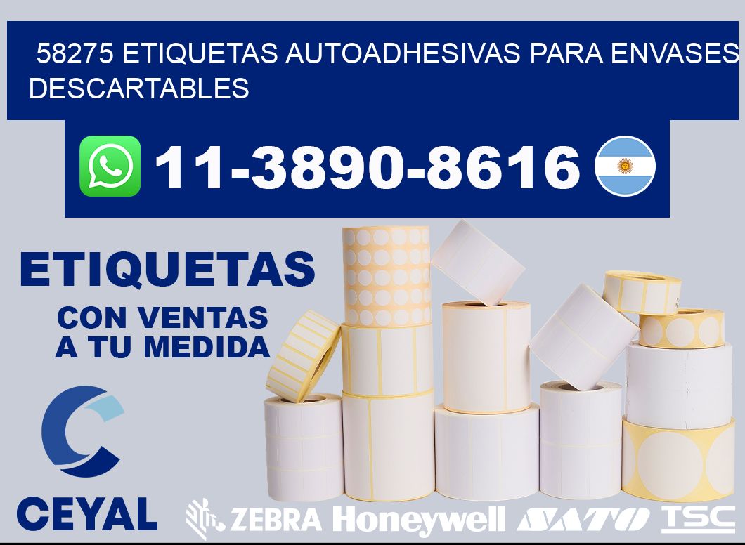 58275 etiquetas autoadhesivas para envases descartables