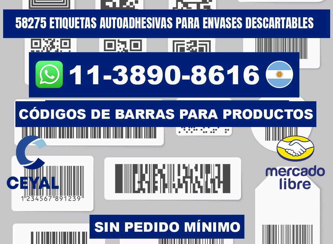 58275 etiquetas autoadhesivas para envases descartables