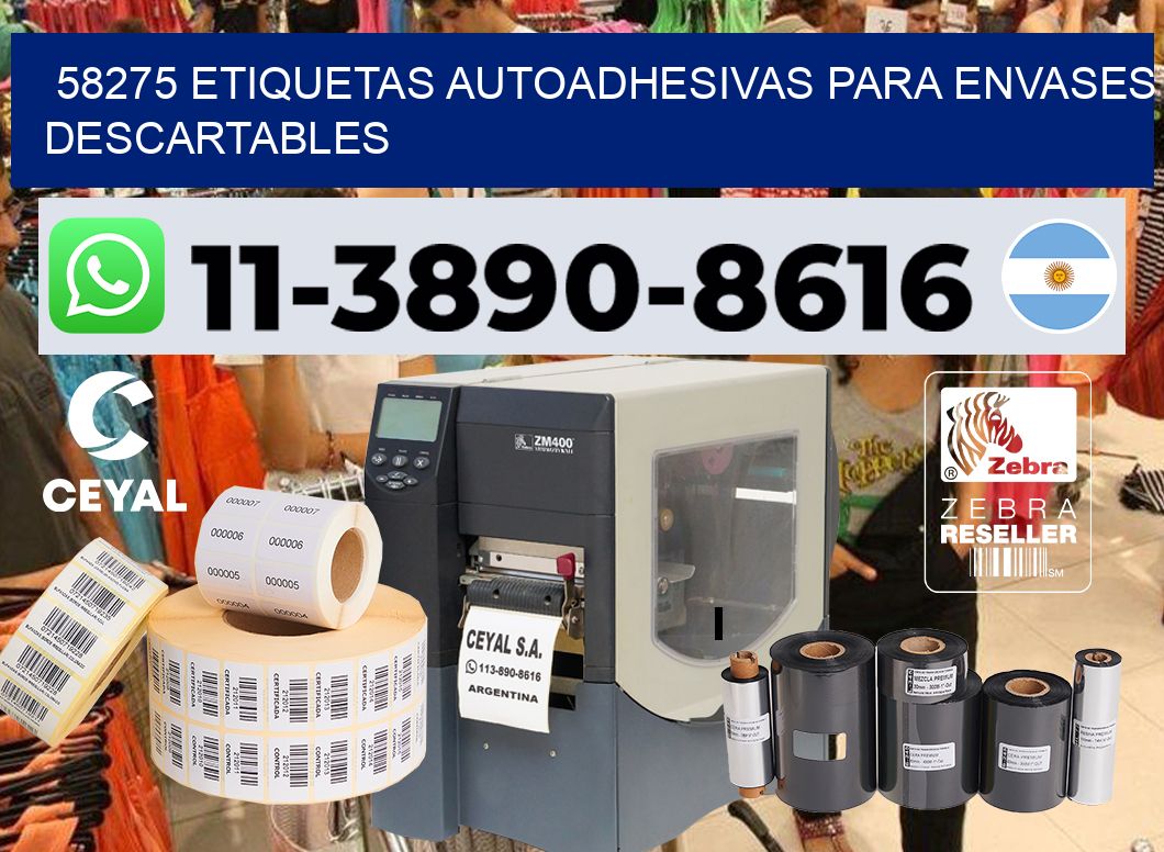 58275 etiquetas autoadhesivas para envases descartables
