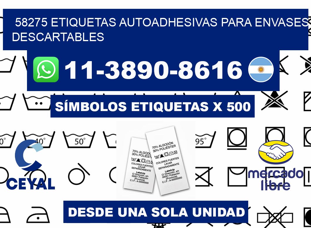 58275 etiquetas autoadhesivas para envases descartables