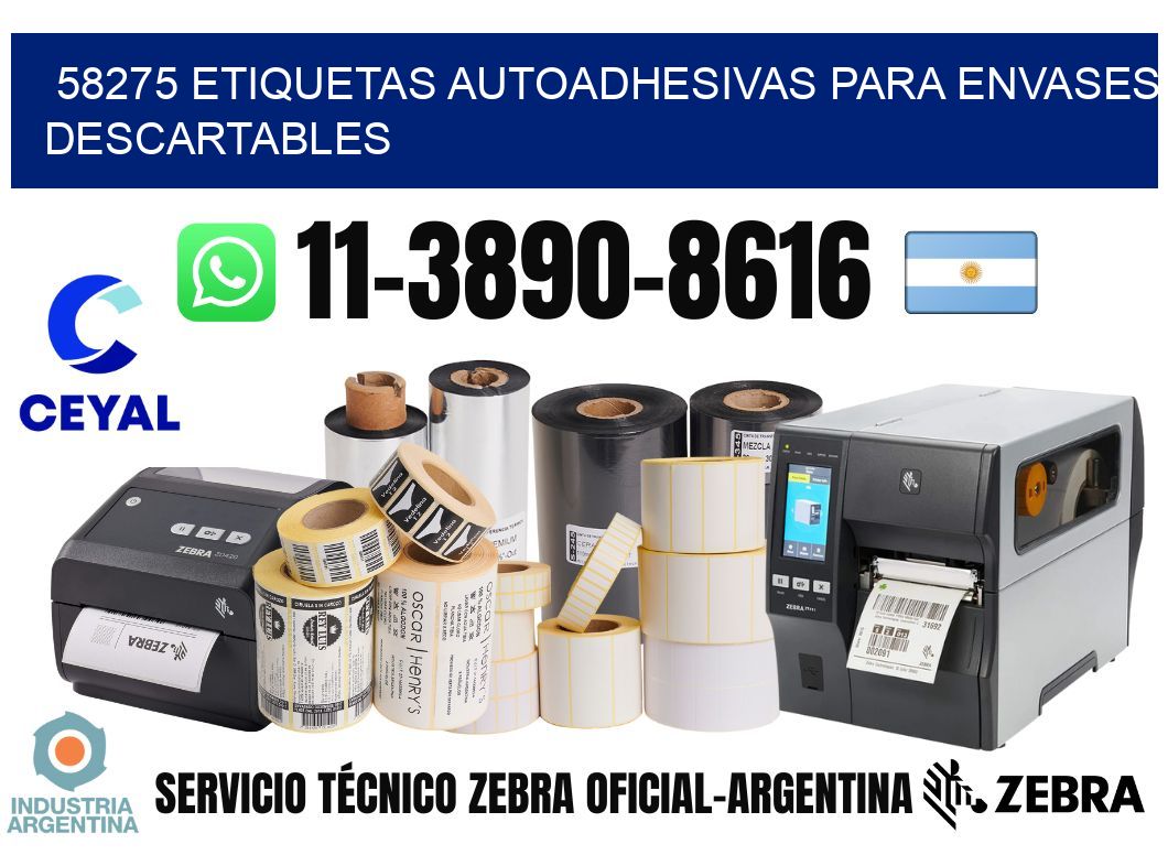 58275 etiquetas autoadhesivas para envases descartables