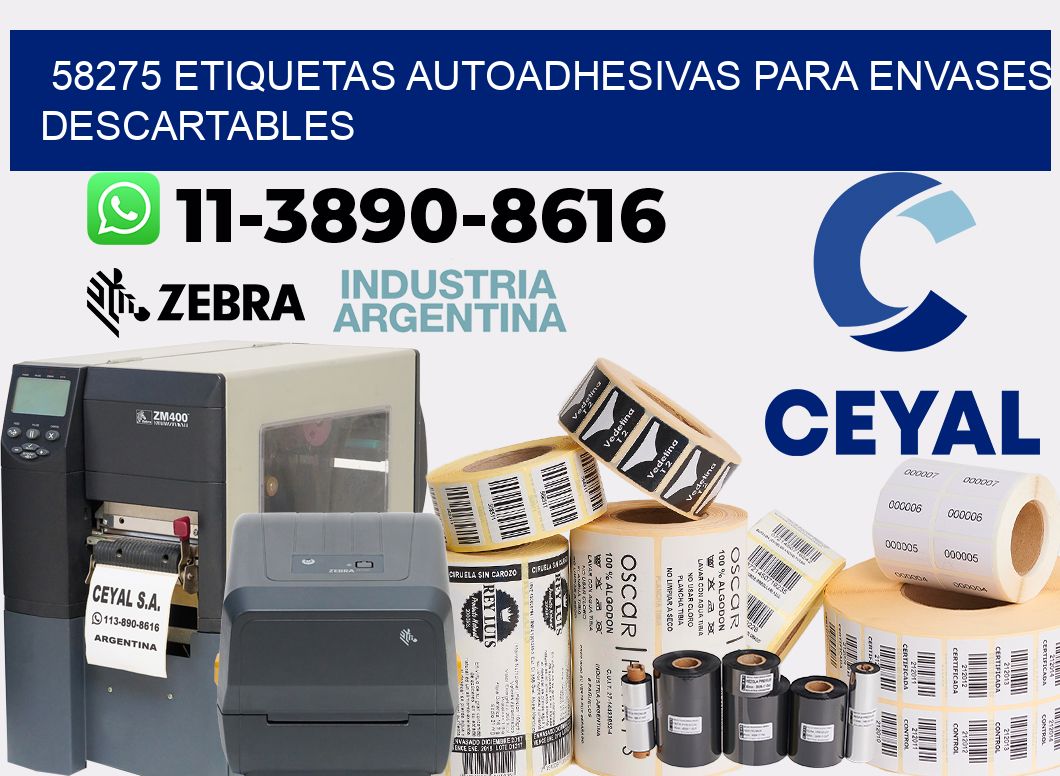 58275 etiquetas autoadhesivas para envases descartables