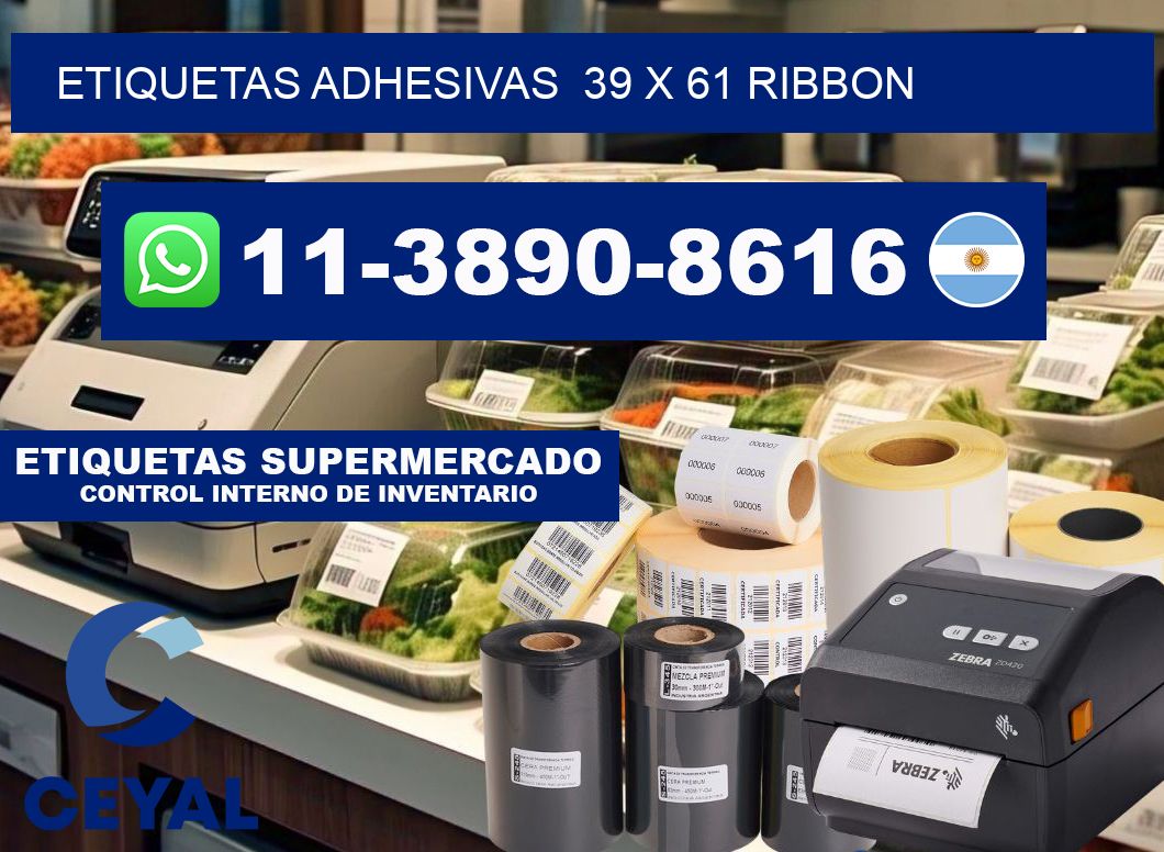 Etiquetas adhesivas  39 x 61 ribbon