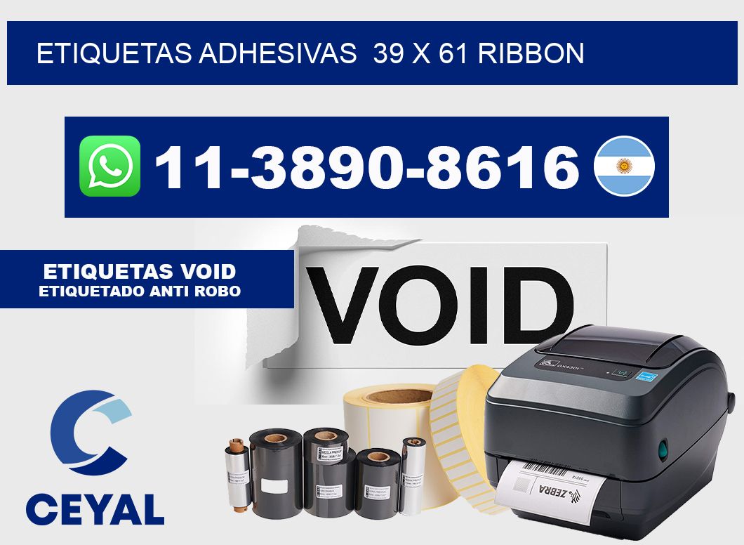 Etiquetas adhesivas  39 x 61 ribbon