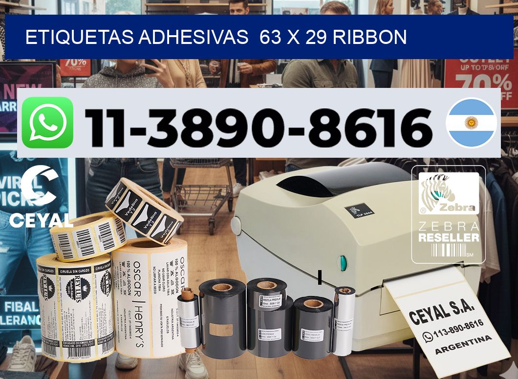 Etiquetas adhesivas  63 x 29 ribbon