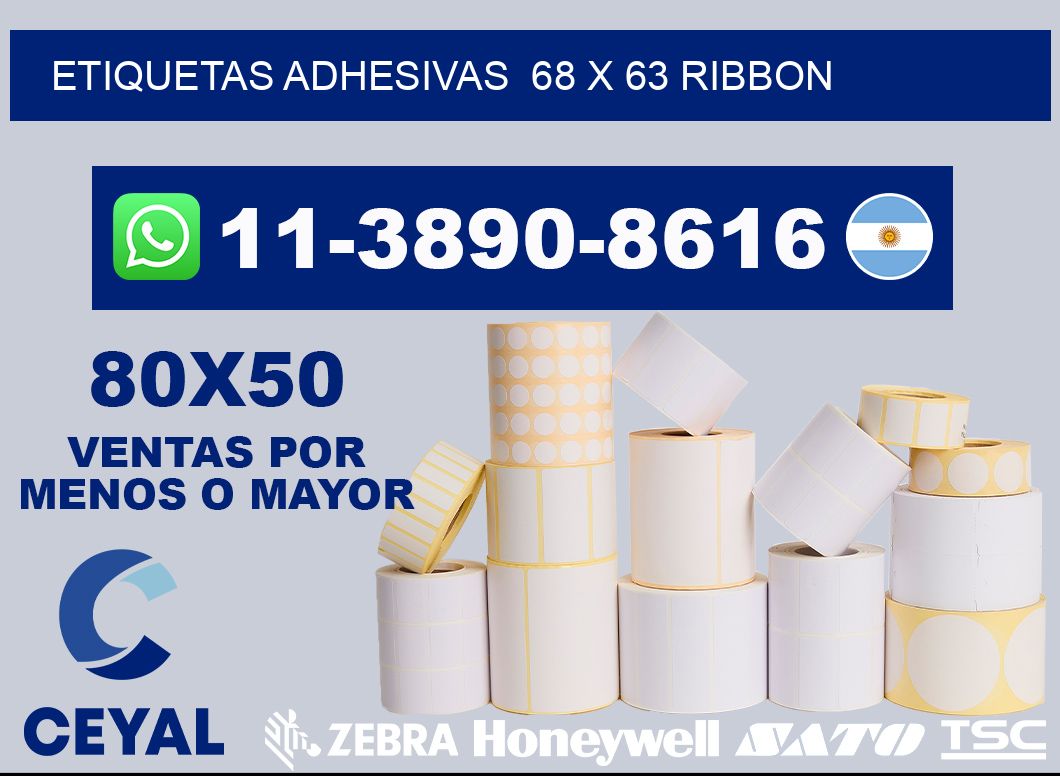 Etiquetas adhesivas  68 x 63 ribbon