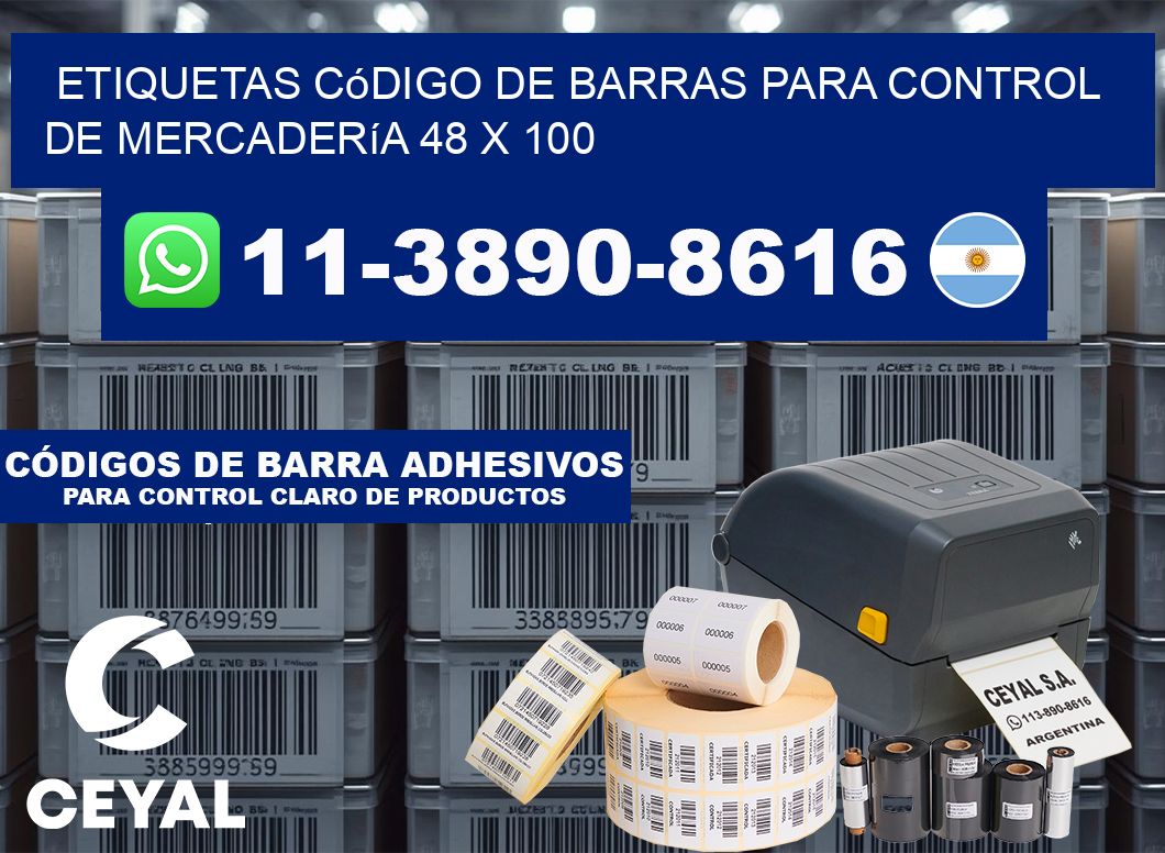 Etiquetas código de barras para control de mercadería 48 x 100