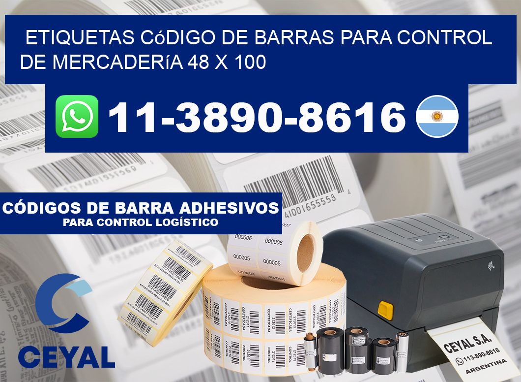Etiquetas código de barras para control de mercadería 48 x 100