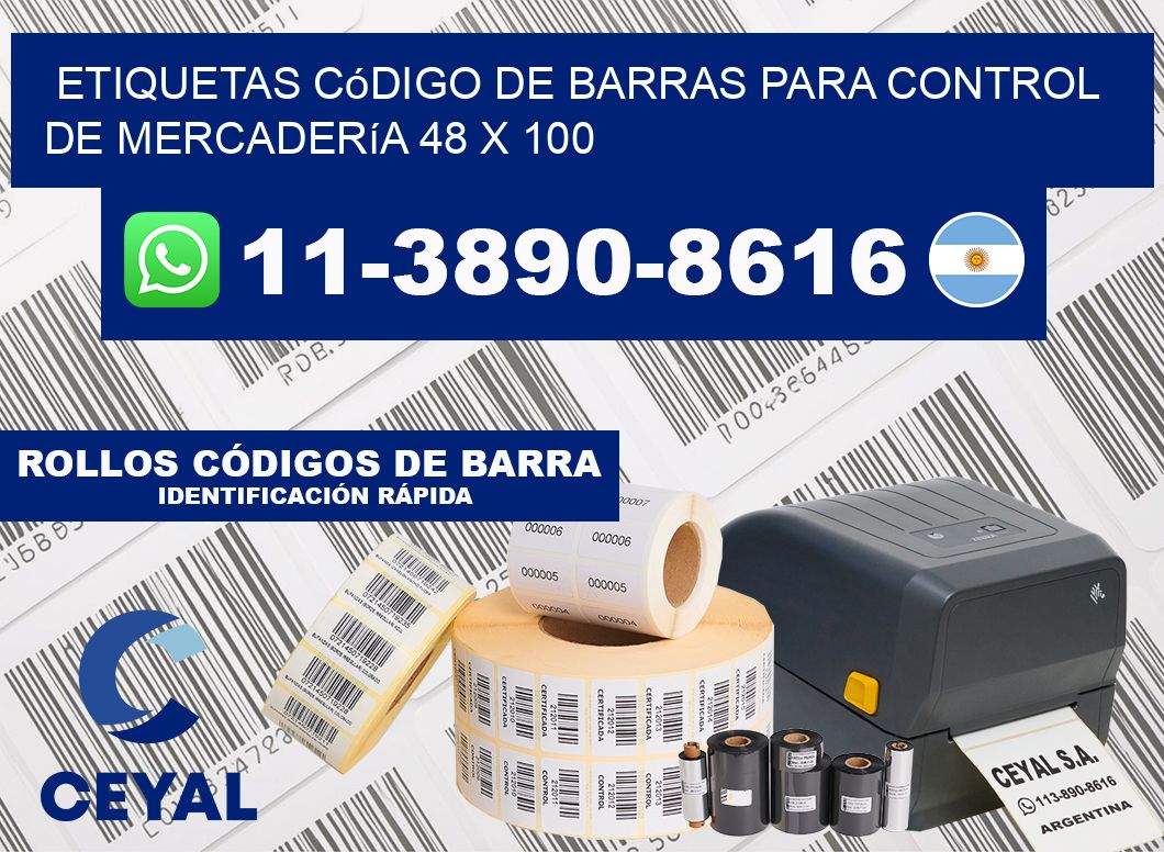 Etiquetas código de barras para control de mercadería 48 x 100