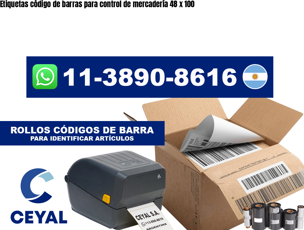 Etiquetas código de barras para control de mercadería 48 x 100