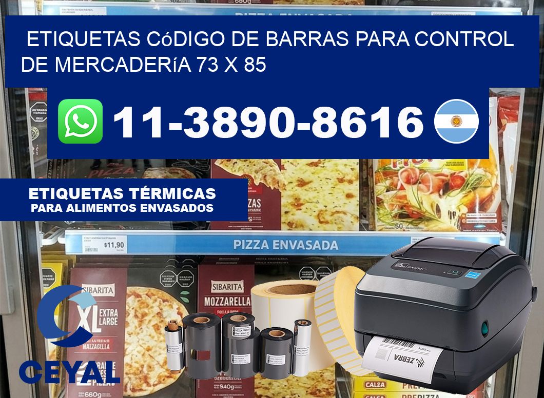 Etiquetas código de barras para control de mercadería 73 x 85