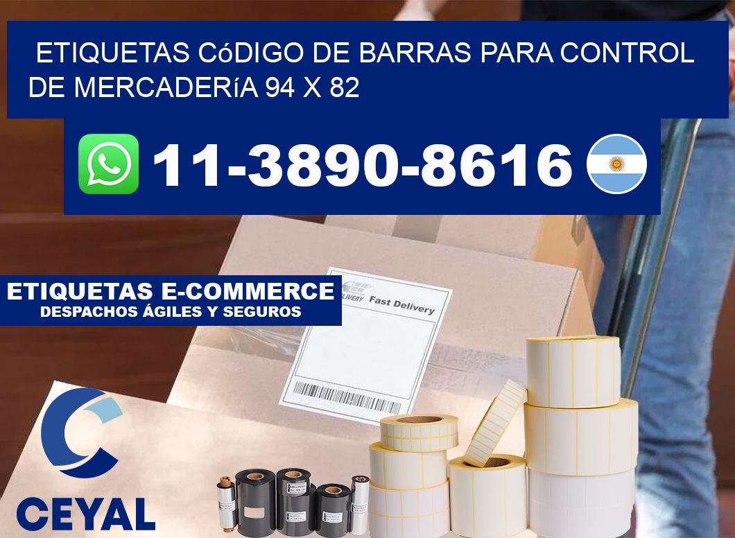 Etiquetas código de barras para control de mercadería 94 x 82