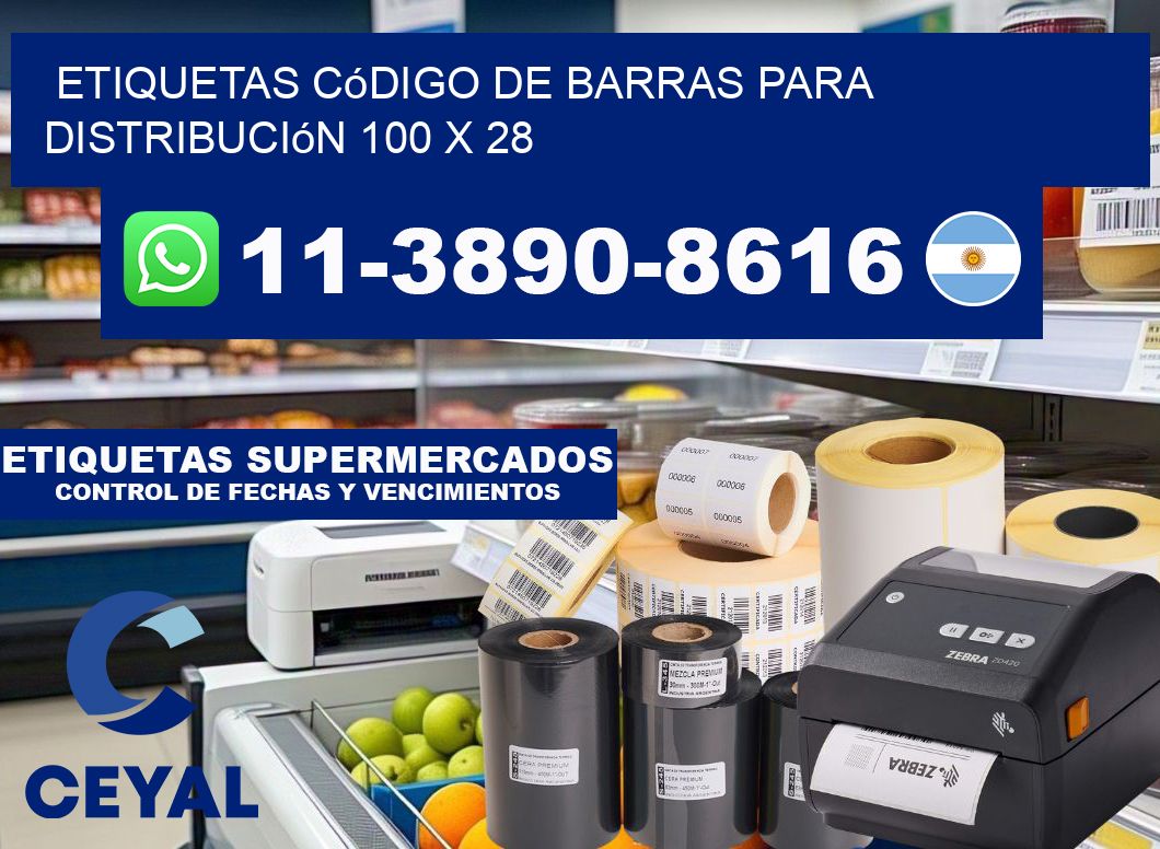 Etiquetas código de barras para distribución 100 x 28