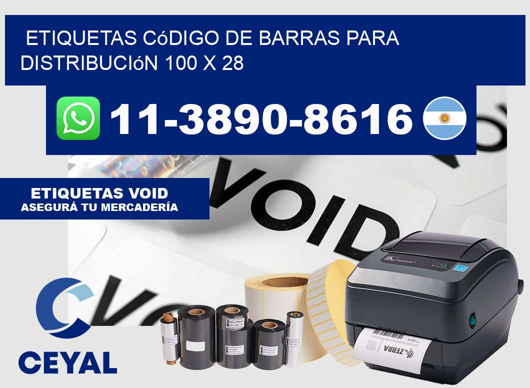 Etiquetas código de barras para distribución 100 x 28