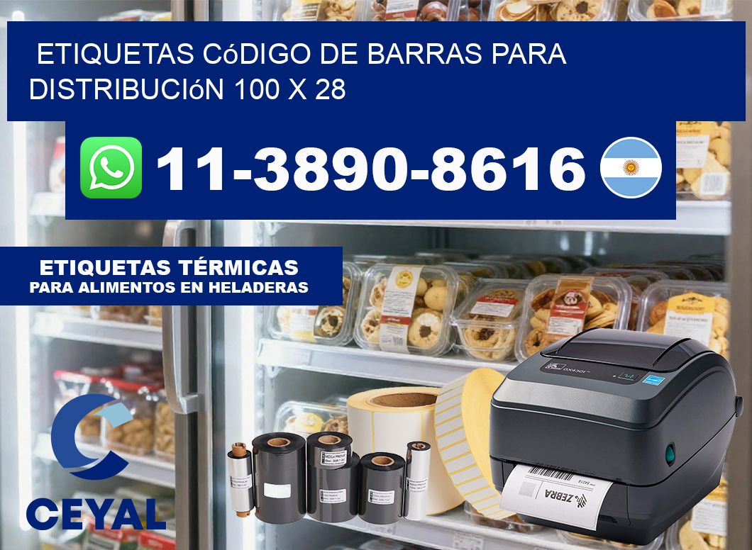Etiquetas código de barras para distribución 100 x 28
