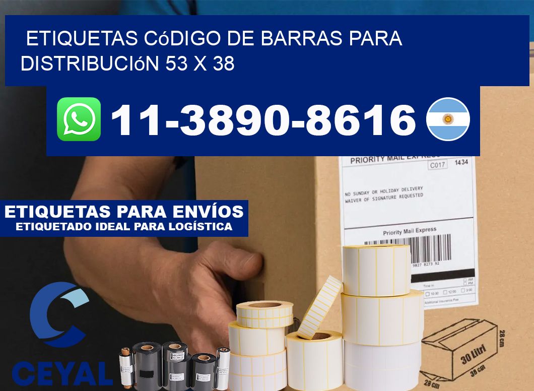 Etiquetas código de barras para distribución 53 x 38