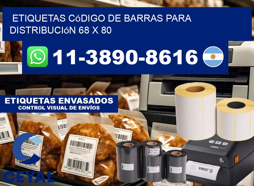 Etiquetas código de barras para distribución 68 x 80